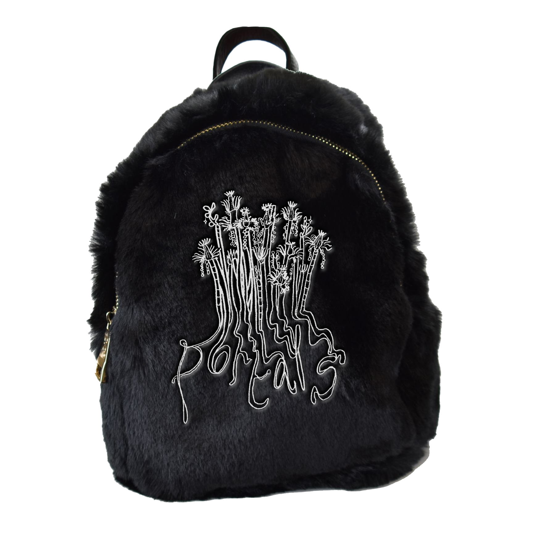 Black furry clearance backpack